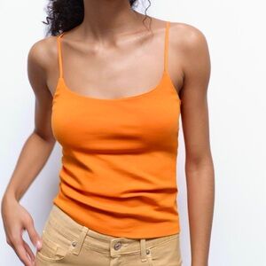 ZARA Orange Spaghetti Strap Tank Top